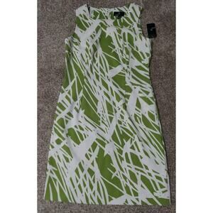 RONNI NICOLE Size 12 White and Green Stretch Knit Shift Dress NWT